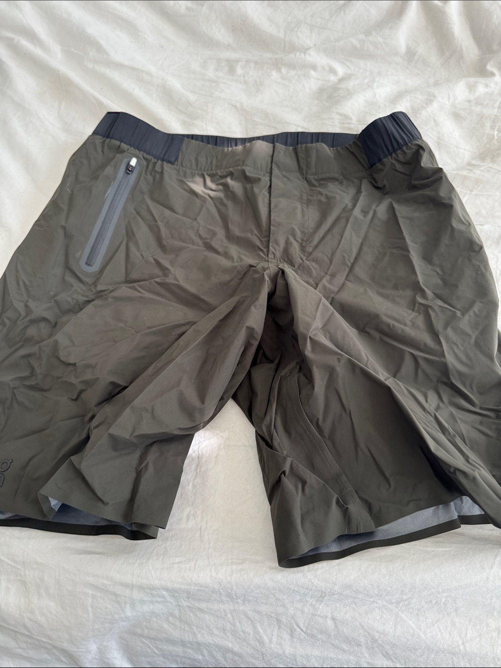 On Running Olive Performance Waterproof Shorts